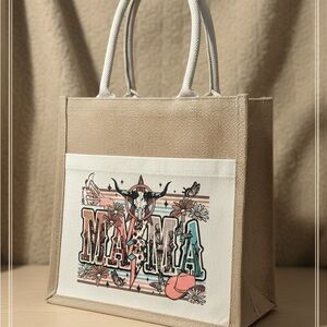 Stylish Beige Tote Bag with Graphic Design